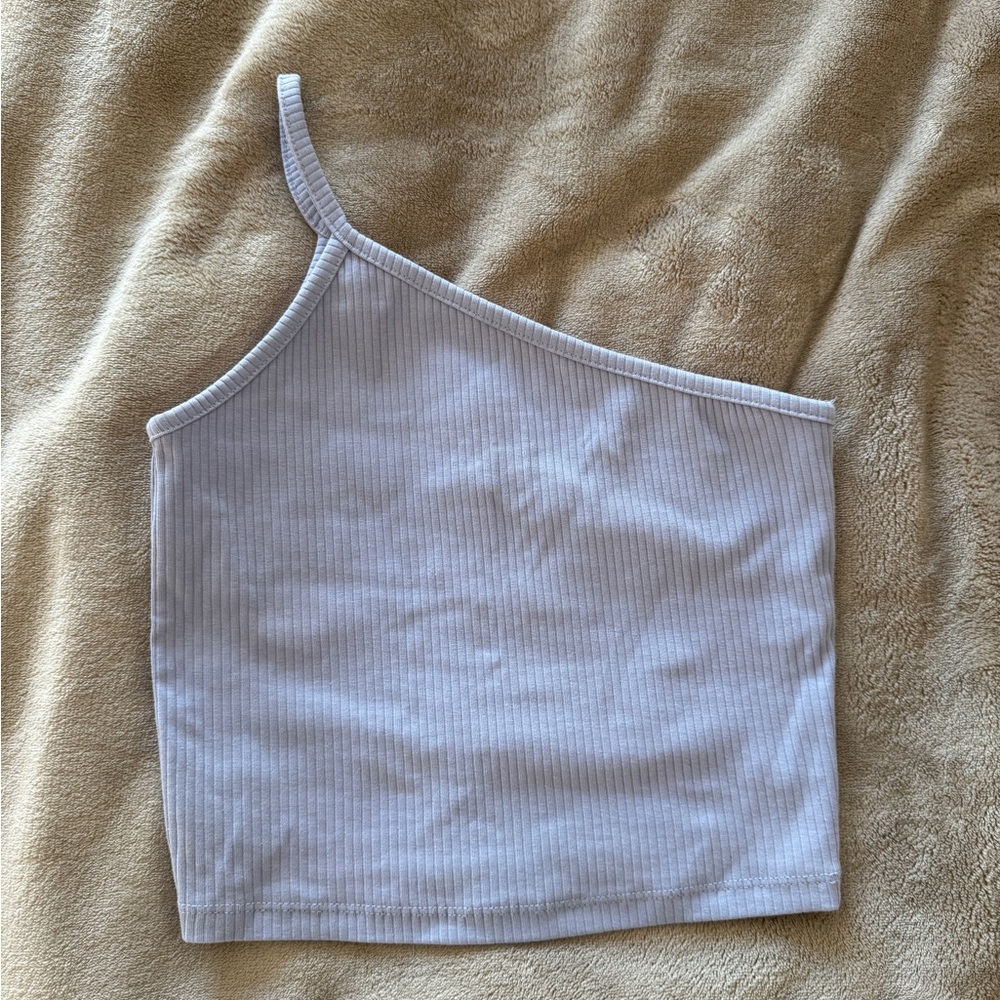 Madewell One-Shoulder Crop Tank in Sleekhold Distant Periwinkle - Picture 3 of 5